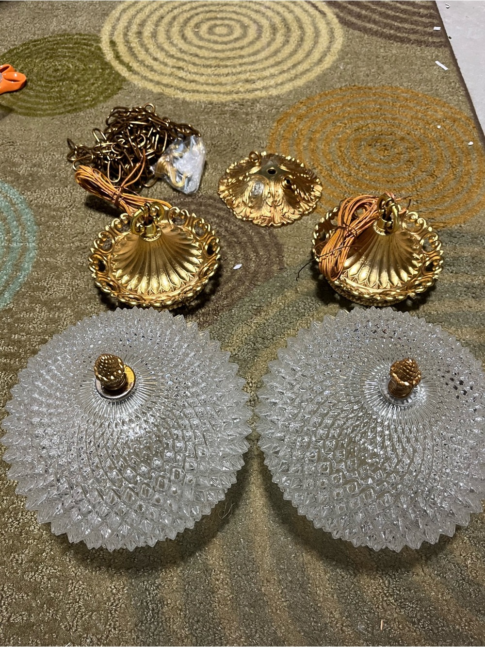 Gold and Clear Glass Pendant Lantern Set - Decorative Ceiling Lights